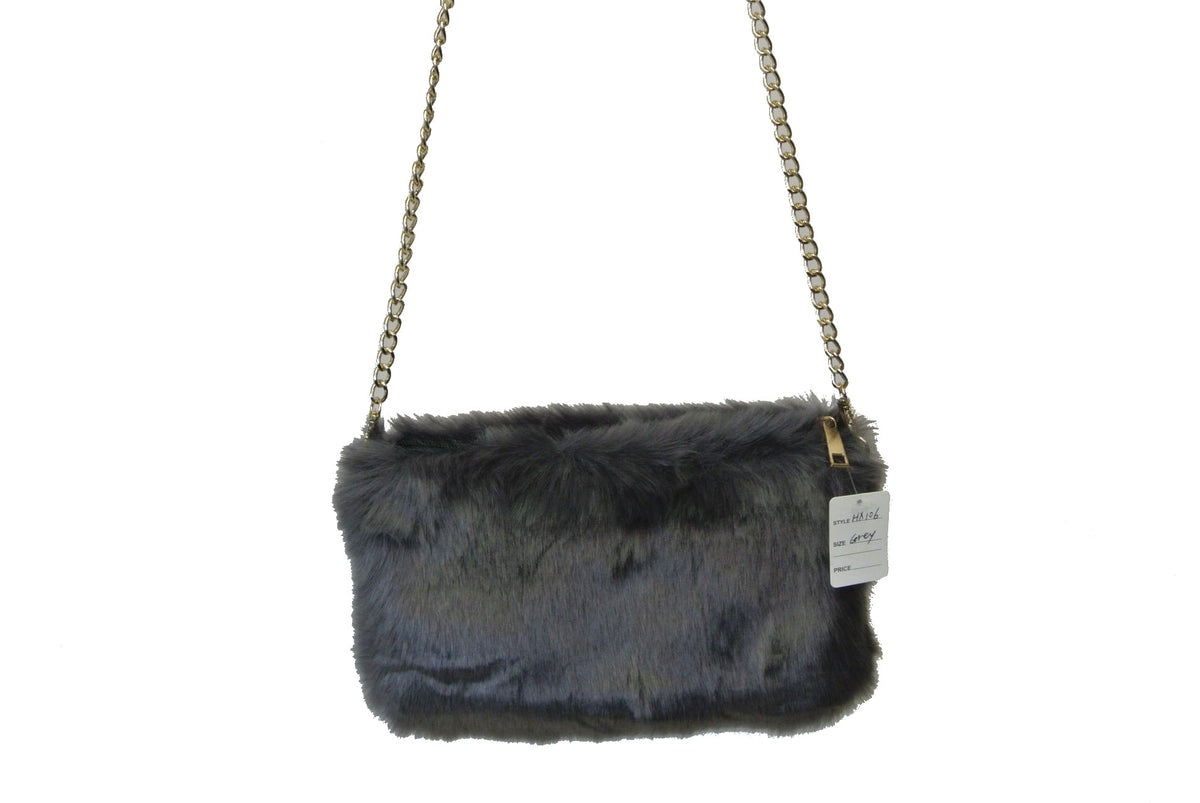 HX106 Solid Color Faux Fur Crossbody Bag