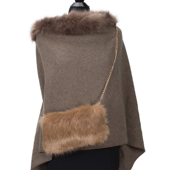 HX107 Solid Color Faux Fur Crossbody Bag