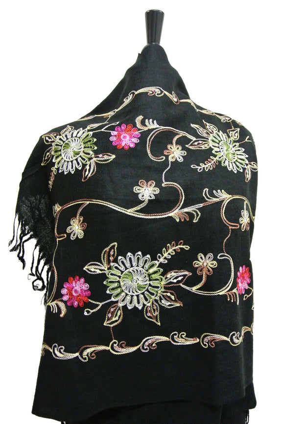 G106 Embroidered Floral Sequin Pashmina