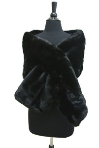 HX208 Wide Solid Color Faux Fur Wrap/Scarf for Winter