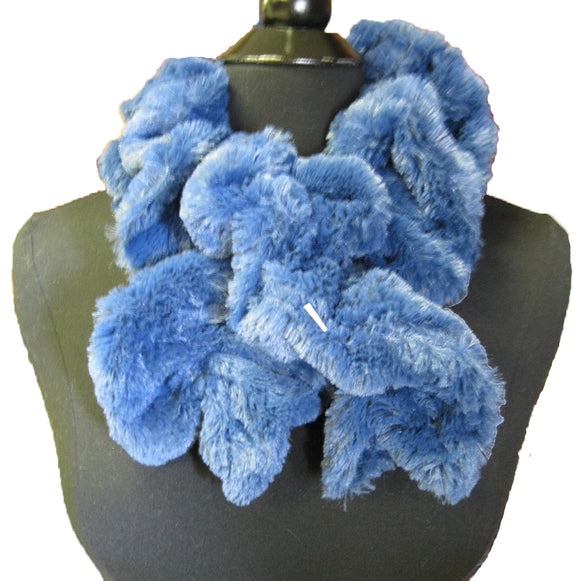 6001 Solid Color Faux Fur Ruffle Winter Scarf