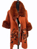 TX520 Faux Fur Floral Pattern Cape