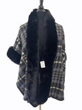 TX513 Faux Fur Houndstooth Pattern Cape