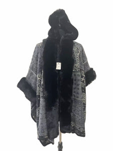 TX515 Faux Fur Cape with Hoodie