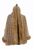 TX532 Faux Fur Houndstooth Cape