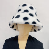 HX612 Polka Dots Faux Fur Bucket Hat