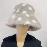 HX612 Polka Dots Faux Fur Bucket Hat