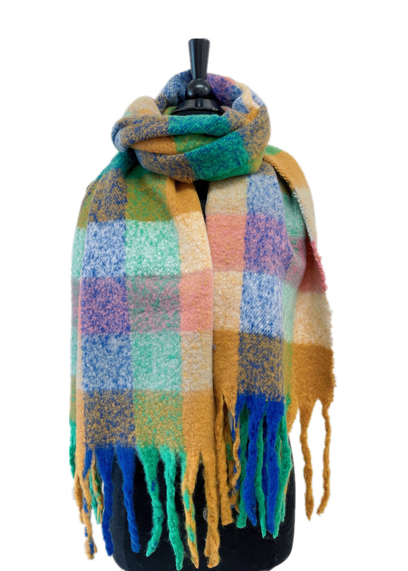 BF159 Multi Color Plaid Pattern Winter Scarf